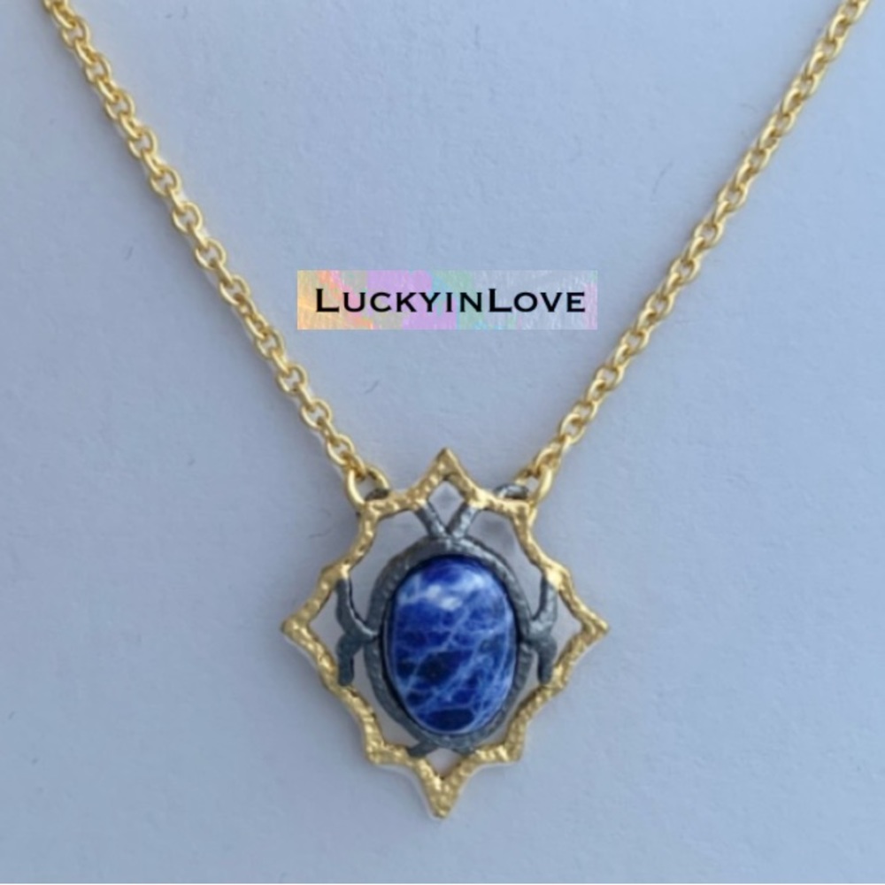 ALEXIS BITTAR• Miss Havisham Jardin de Papillon Gold Blue Sodalite Necklace